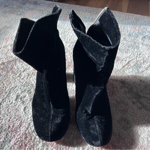 Joie Velvet Zip Up Ankle Boots